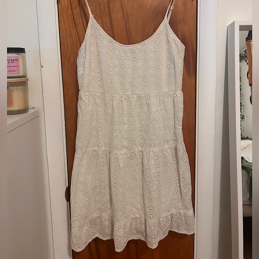 Primark Women’s White Eyelet Tiered Cami Dress Size Medium